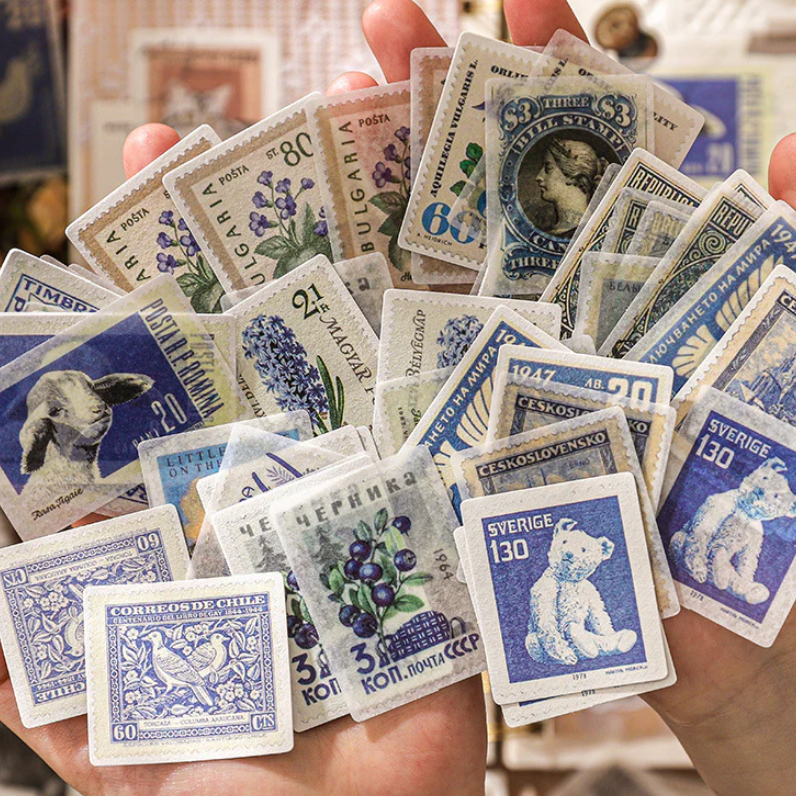 Postage Stamp Stickers (60 Pc)
