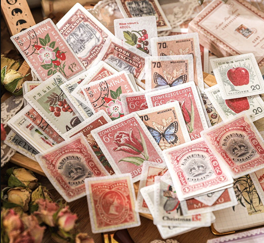 Postage Stamp Stickers (60 Pc)