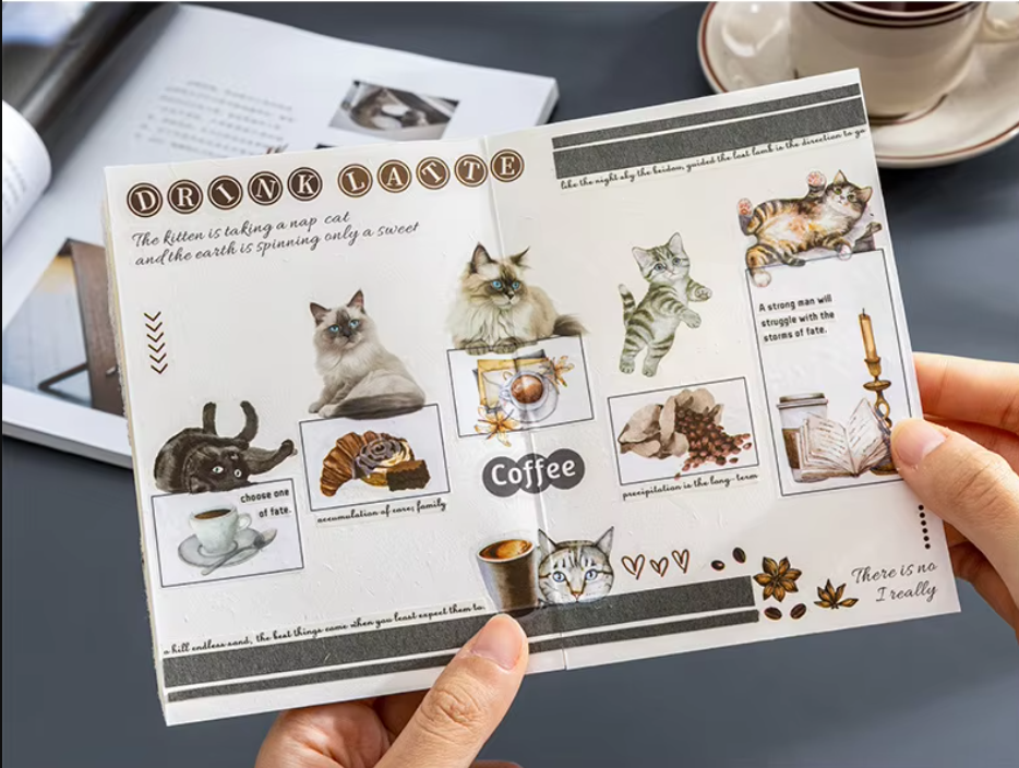 Transfer Stickers for Cat Coffee Aesthetic
