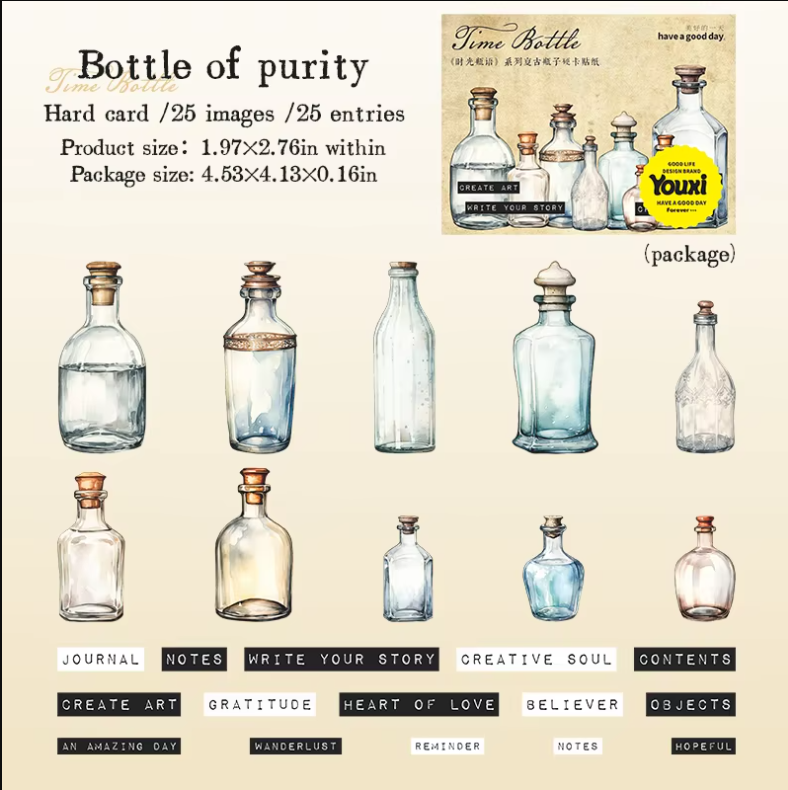 Decorative Stickers Time Bottle Language Series