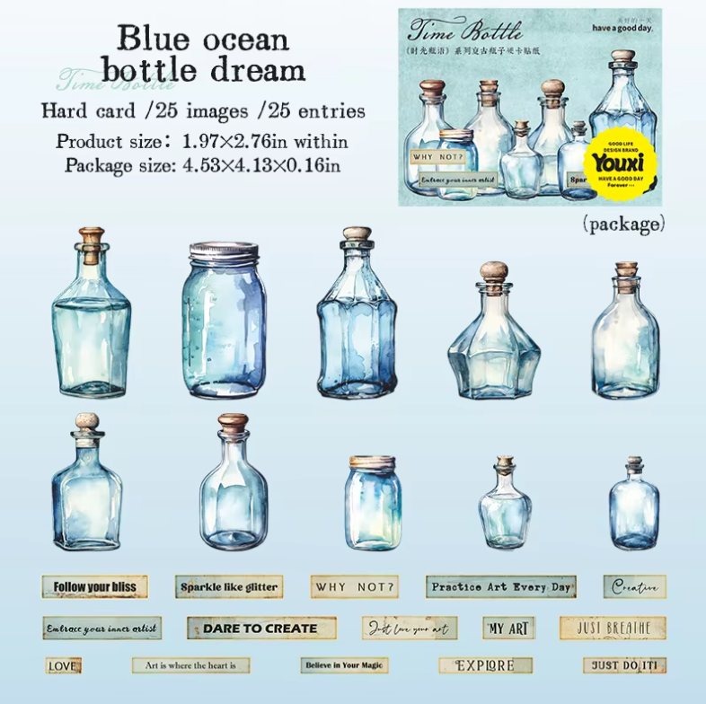 Decorative Stickers Time Bottle Language Series