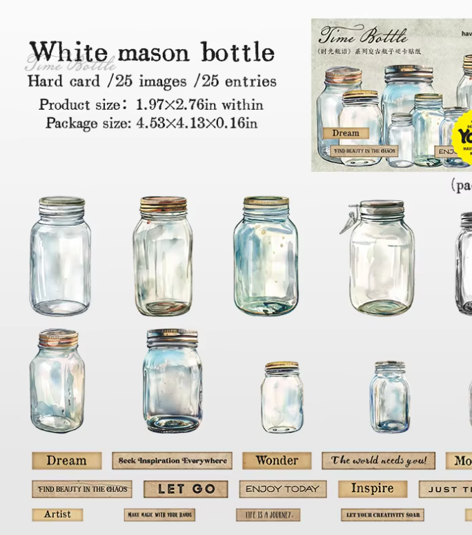 Decorative Stickers Time Bottle Language Series
