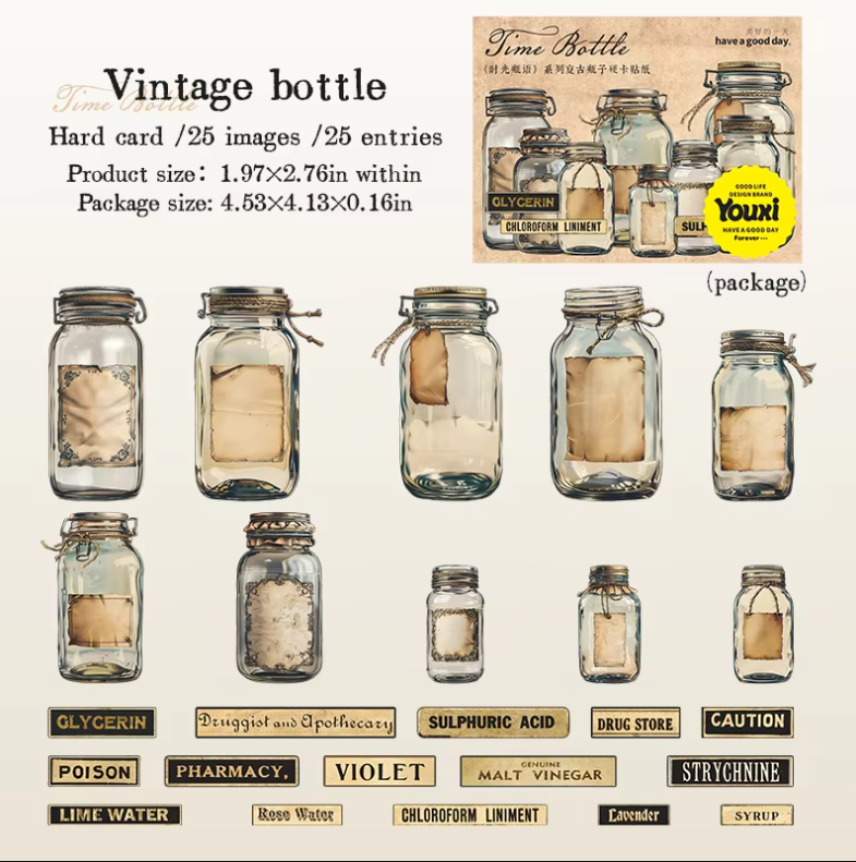 Decorative Stickers Time Bottle Language Series