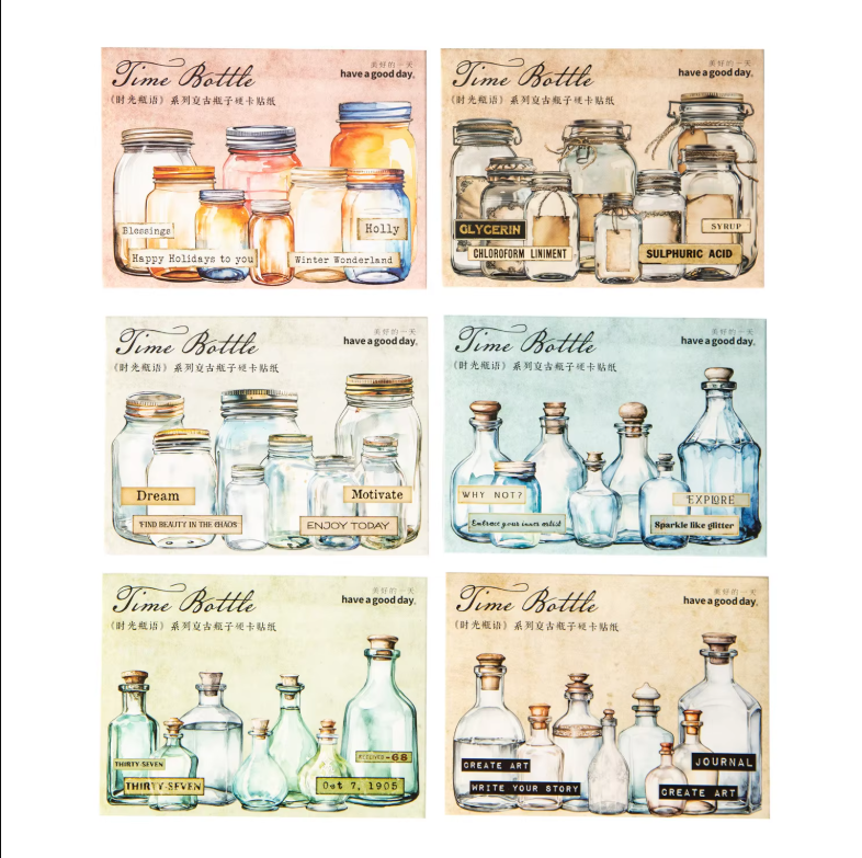 Decorative Stickers Time Bottle Language Series