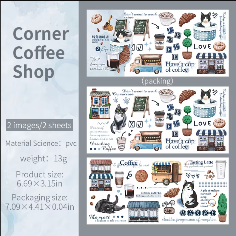 Transfer Stickers for Cat Coffee Aesthetic